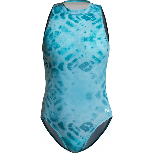 2026 ZONE3 Womens High Neck Costume Swimsuit SW26WH127 - Teal Tie Dye